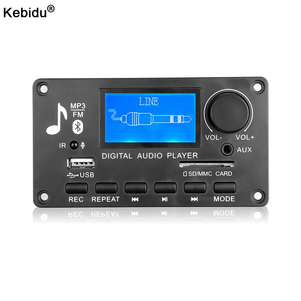 Kebidu LCD 블루투스 MP3 디코더 보드 12V WAV WMA 디코딩 MP3 플레이어 오디오 모듈 지원 FM 라디오 AUX USB 가사 디스플레이